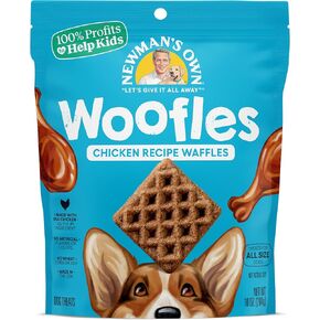 يعالج الكلاب الخاصة بـ Newman's Woofles - شكل الوفل الذي يعالج -10 أوقية - 6 حزمة - مصنوعة في الولايات المتحدة الأمريكية - لا يوجد مواد حافظة مصطنعة أو نكهات أو ألوان - بدون قمح أو ذرة أو فول الصويا (10 أوقية ، لحم الخنزير المقدد والتوت)