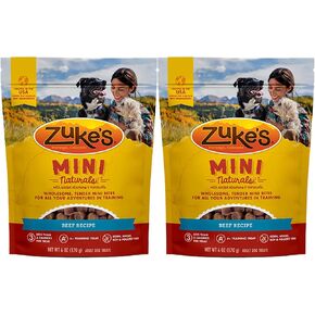 Zuke's Mini Naturals Dog Training Treats, Beef Recipe, Soft Mini Dog Treats with Vitamins & Minerals, Made for All Breed Sizes (Beef, 6 Ounce (Pack of 2))