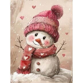 Bimkole 5D Diamond Arts Painting Kits Cute Snowman, Full Drill DIY Rhinestone Embroidery Set Paint with Diamonds Art Winter by Number Kits Cross Stitch Home Wall Craft Decoration (12x16Inch)