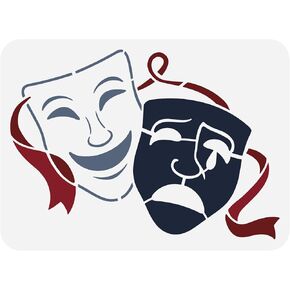 FINGERINSPIRE Theater Masks Stencil 11.7x8.3inch Reusable Theatre Drama Comedy Style Stencils Theatre Greek Muse Comedy and Tragedy Stencil for Painting on Wall, Wood, Furniture, Fabric and Paper