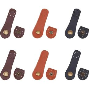 6Pcs Random Color Leather Snap Buckles Button Closures, Sew On Leather Tab Closures Buckles Fasteners for Purse Wallet Bags Cell Phone Case Jacket Notebook Purse Making Supplies DIY Craft