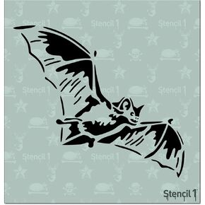 Stencil1 Bat Stencil - Durable Quality Reusable Stencils for Painting - Bat Halloween & Pumpkin Decorating Items and Decor on Walls Fabric & Furniture Art Craft - 5.75" x 7