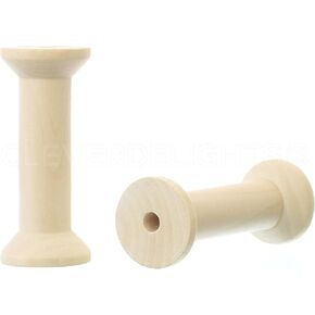 CleverDelights 4" x 1 3/4" Wood Spools - 2 Pack - Empty Craft Spools