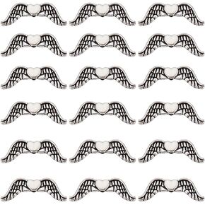 SUNNYCLUE 1 Box 120PCS Silver Wing Beads Angel Wing Charms Tibetan Style Silver Metal Alloy Small Heart Fairy Loose Spacer Beads Bulk for Jewelry Making Kit Bracelets DIY Craft Supplies