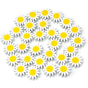 Honbay 30PCS Wooden Sunflower Beads Round Flower Shape Loose Beads for Jewelry Making DIY Crafts Decorations (21mm, White)