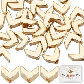 Beebeecraft 1 Box 40Pcs Spacer Beads 24K Gold Plated Loose Smooth Geometric Tila Arrow Beads Connectors 5.5x6.5x3mm for Jewelry Making Necklace Bracelet DIY Crafts