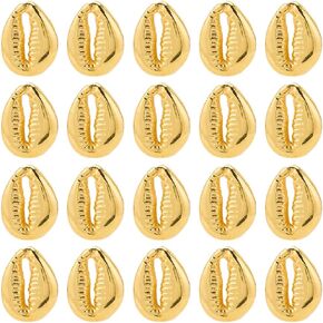 SUNNYCLUE 1 Box 100Pcs Gold Cowrie Shell Beads Cowrie Beads Bulk Seashell Gold Small Plastic Summer Hawaii Sea Ocean Beach Spacer Shell Beads for Jewelry Making Beaded Bracelets Necklaces Women Adult