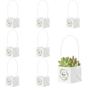 Watinc 40pcs الهدية النضرة الأكياس مجموعة الأكياس ، العصارة تلتف الجزء الأكبر كرافت أوراق خضراء الأوراق توقيع هدايا الديكور ، نباتات الأكمام ذات الأكمام البيضاء علامات لحفل عيد ميلاد حفل زفاف الطفل دش الطفل