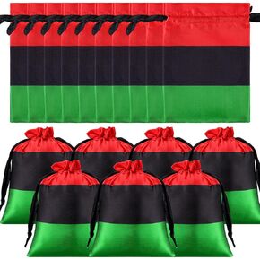 24 Pcs Black History Month Party Favor Black History Month Gifts Bags Reusable Drawstring Bags Reggae Party Supplies for African American Freedom Day Juneteenth(Red, Black, Green, Yellow)