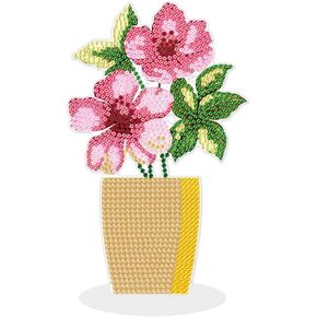 F-CANLAN 5D Diamond Painting Decorations Ornaments - Blue Flower Decorated Desktop Diamond Painting with Gem Beautiful Flowers Decorated Desktop Diamond Painting for Adult Beginner (20X12 CM)