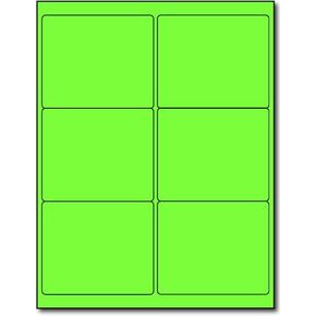 25 Sheets Fluorescent Shipping Labels - 4" x 3 1/3" - 6 Per Sheet - Bright Neon Color Mailing Stickers for High Visibility - Inkjet/Laser (Green, 150 Labels)