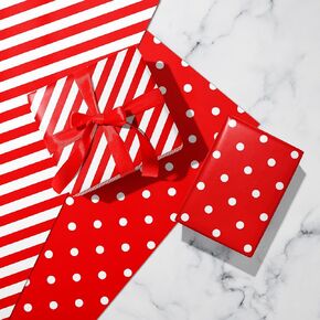 SaringSwoon Purple Wrapping Paper - Gift Wrap With Stripes and Polka Dot Design for Christmas, Birthday, Baby Shower, Wedding, Holiday - 20×29 Inches, 6 Folded Sheets