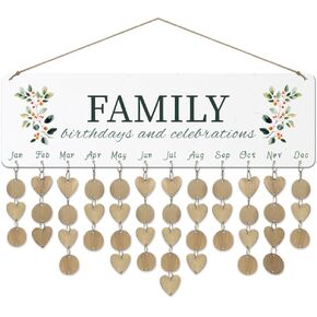 arricraft 1 Pc Wooden Family Birthday Reminder Calendar Board, Family Birthdays and Celebrations Calendar Wall Hanging with 100 Tags Birthday Gifts for Family and Friends 4.7x15.7inch(12x40cm)