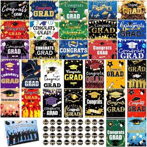 Pack of 32 Bulk Graduation Cards Special Grad Card 2025, 4 x 6 Inch Congratulation Card Assortment Box with Envelopes and Stickers,, Assorted Invitation Cards with Blank Inside - Perfect to Send Warm Grad Wishes to Friends, Teacher and Family