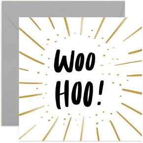 Old English Co. Woo Hoos تهانينا بطاقة Confetti - تألق Glit Gold Foil له أو لها | بطاقة للرجال والنساء وظيفة جديدة ، منزل جديد ، امتحانات | فارغة في الداخل والمغلف
