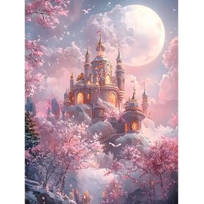 EOBROMD Diamond Art Painting Kits, Full Drill Dream Castle Diamond Paintings for Adults Beginners DIY Paint Picture with Diamonds Pictures Gem Art for Home Wall Art Decor 12x16inch