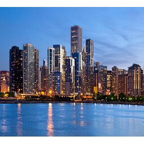 Diamond Painting Adult Painting Kits Chicago Chicago Skyline of The Downtown Skyline at Dusk Home Bedroom Living Room Art Wall Decoration 12"x16"