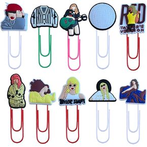 10Pcs Singer Bookmarks,Paper Clip Bookmark, Book Accessories Ornaments,Office Supplies, for Readers Kids Book Lovers Classmate,Bookmark Clamp Desk.