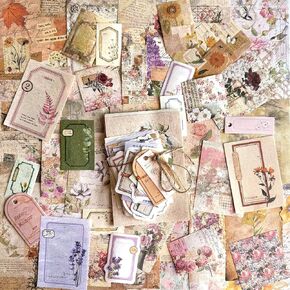 200 Sheets Vintage Flower Plants Scrapbook Paper, Journaling Scrapbooking Supplies Craft Paper Posters Decoupage Paper Ephemera for Junk Journals Card Making Decorative Background