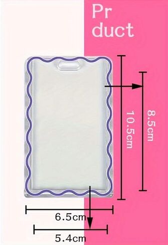 Simple Color Wave Card Holder，Acrylic Transparent Kpop Idol Photocard Holder Cute Love Heart ID Credit Card Sleeve Cover Protector with Pendant Keychain (Pink) in Saudi Arabia