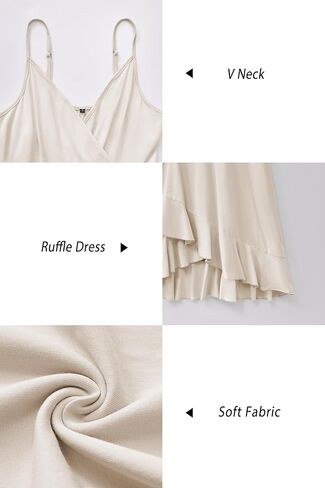 ULTRANICE Womens Summer Floral Wrap V Neck Adjustable Spaghetti Casual Ruffle Dress in Kuwait