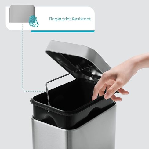 Home Zone Living 1.3 Gallon Bathroom Trash Can with a Lid, Stainless Steel Wastebasket with Slim Shape and Step Pedal for Home and Office, 5 Liter Capacity, Silver in Saudi Arabia