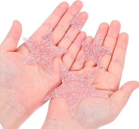 MECCANIXITY 30 Pieces Iron on Patches Star Rhinestone Appliques Glitter Embroidered Patches Pink Iron on Rhinestones for Clothes DIY Crafts Bag Hat Pants in 4 Size in Kuwait