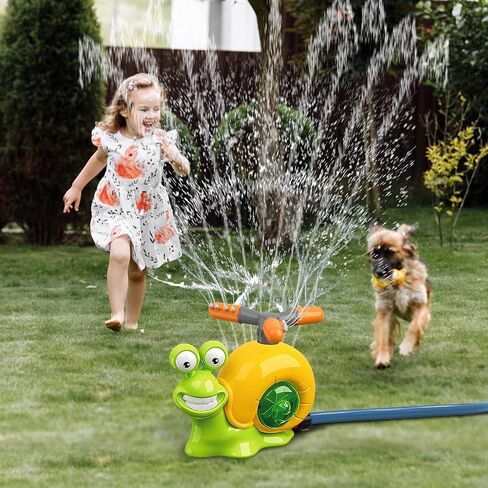 VATOS Water Sprinkler Baseball Toy for Kids Outdoor Play, 2 in 1 Snail Summer Water Game with 2 Sprinkler Heads, 360° Roating Spray Water Baseball for Boys Girls Summer Backyard Lawn Pool Party Fun in Saudi Arabia