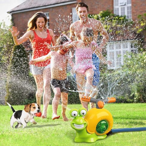 VATOS Water Sprinkler Baseball Toy for Kids Outdoor Play, 2 in 1 Snail Summer Water Game with 2 Sprinkler Heads, 360° Roating Spray Water Baseball for Boys Girls Summer Backyard Lawn Pool Party Fun in Saudi Arabia