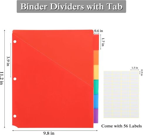 SEEKIND 24 Pack Binder Dividers with Pocket,24 Tab Binder Dividers for 3 Ring Binders,Subject Dividers for US Letter Size in 0.5, 1, 2, 3 inch Binders, Multicolor (24) in Saudi Arabia