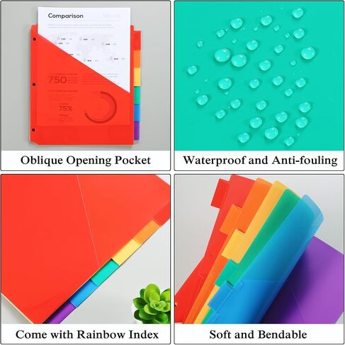 SEEKIND 24 Pack Binder Dividers with Pocket,24 Tab Binder Dividers for 3 Ring Binders,Subject Dividers for US Letter Size in 0.5, 1, 2, 3 inch Binders, Multicolor (24) in Saudi Arabia