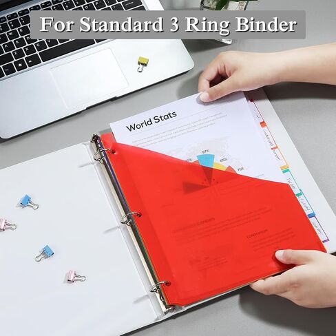 SEEKIND 24 Pack Binder Dividers with Pocket,24 Tab Binder Dividers for 3 Ring Binders,Subject Dividers for US Letter Size in 0.5, 1, 2, 3 inch Binders, Multicolor (24) in Saudi Arabia