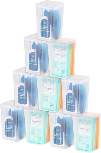 IRIS USA Medium Vertical Storage Container for Home & Office Organization, Big Capacity Stackable Plastic Bin for Stationery, Pantry, Cosmetics & More, Space-Saving Tall Organizer, Clear, Pack of 10 in Kuwait