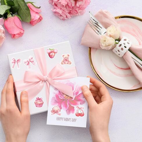 Whaline 1400pcs ملصق Coquette ملصق Pink Bow Sticker 16 تصاميم لطيف ملصق ملصقات ملصقات لزخارف بطاقة Scraptric Card Craft ، 1.5 In in Kuwait