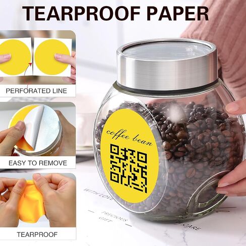 تسميات حرارية مستديرة 3 بوصة أصفر ، 500pcs Circle Direct Direct Thermal Sticker متوافق مع طابعة Rollo & Munbyn للحصول على رمز BusinessQR ، علامة الاسم ، تسمية العنوان in Kuwait