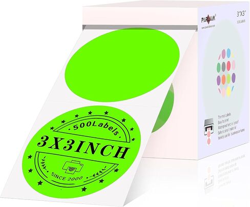 تسميات حرارية مستديرة 3 بوصة أصفر ، 500pcs Circle Direct Direct Thermal Sticker متوافق مع طابعة Rollo & Munbyn للحصول على رمز BusinessQR ، علامة الاسم ، تسمية العنوان in Kuwait