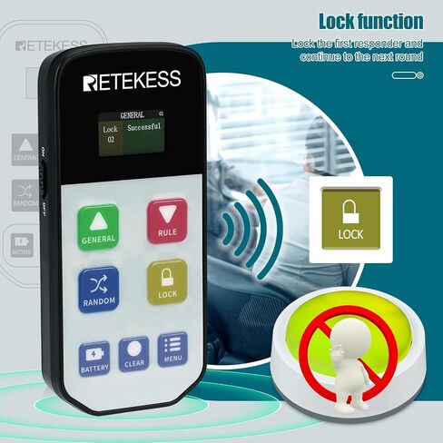 Retekess TM102 Wireless Game Show Buzzers System, Jeopardy Buzzers, Displays The Winning Player, Rechargeable Buzzers, Light Up Buzzers for Trivia Games, Family Feud, Classroom Competition in Kuwait