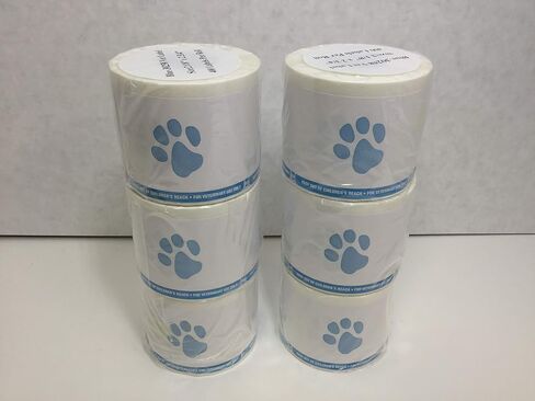 Veterinary Prescription Labels with Paw Print & Warning, 6 Rolls, 2-1/8" x 2-3/4", 400 per roll, Compatible with 30258, (6, Blue) in Kuwait