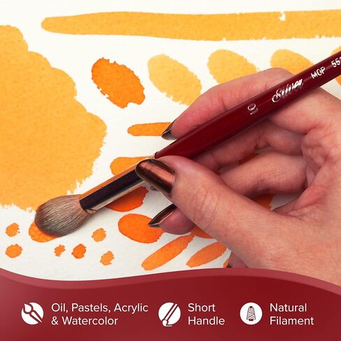 Silver Brush Limited 5518S-20 Silver Mop White Round Paintrush للزيت ، الأكريليك ، الألوان المائية ، الباستيل ، والفحم ، الحجم 20 ، مقبض قصير in Kuwait