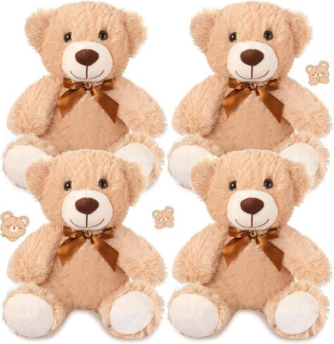 Civaner 4 Pack 14 Inches Bear Plush Stuffed Animals Cute Soft Bears Gifts Bulk for Girls Boys Girlfriend(Light Brown) in Saudi Arabia