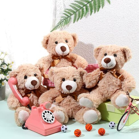 Civaner 4 Pack 14 Inches Bear Plush Stuffed Animals Cute Soft Bears Gifts Bulk for Girls Boys Girlfriend(Light Brown) in Saudi Arabia