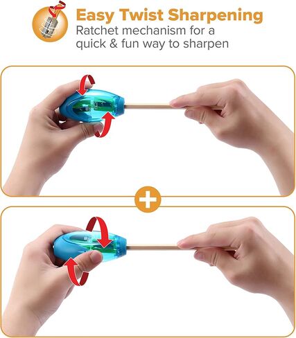Bostitch Office Twist-N-Sharp Manual Pencil Sharpener, Double Hole, 3-Pack, Blue, Orange, Pink, (PS2-ASST-3PK) in Saudi Arabia