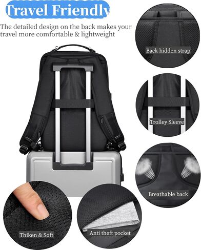 BASICPOWER Carry On Backpack for Men Women, TSA Flight Approved 15.6 Inch Laptop Business Work Backpack for Weekender Travel in Saudi Arabia
