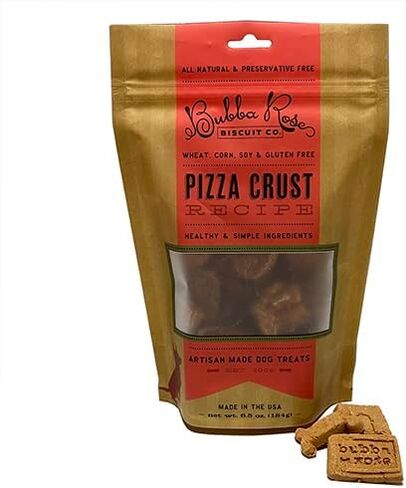Bubba Rose Biscuit Co. - Pizza Dog Biscuits - Pizza Crust 6.5 oz. Bag - Allergy Friendly, Wheat, Corn, Soy & Gluten-Free Dog Treats, Made in The USA in Saudi Arabia