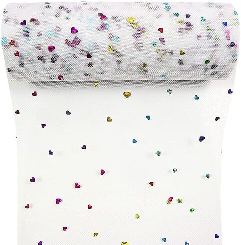 Laser Glitter Tulle Rolls 6 inch x 10 Yards (30 feet) Pink Color for Table Runner Chair Sash Bow Pet Tutu Skirt Sewing Crafting Fabric Wedding Unicorn Halloween Party Gift Ribbon (Pink) in Kuwait