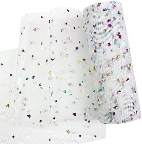 Laser Glitter Tulle Rolls 6 inch x 10 Yards (30 feet) Pink Color for Table Runner Chair Sash Bow Pet Tutu Skirt Sewing Crafting Fabric Wedding Unicorn Halloween Party Gift Ribbon (Pink) in Kuwait