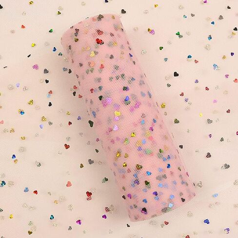 Laser Glitter Tulle Rolls 6 inch x 10 Yards (30 feet) Pink Color for Table Runner Chair Sash Bow Pet Tutu Skirt Sewing Crafting Fabric Wedding Unicorn Halloween Party Gift Ribbon (Pink) in Kuwait