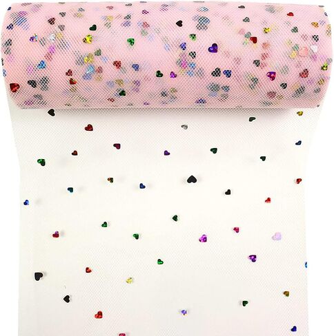 Laser Glitter Tulle Rolls 6 inch x 10 Yards (30 feet) Pink Color for Table Runner Chair Sash Bow Pet Tutu Skirt Sewing Crafting Fabric Wedding Unicorn Halloween Party Gift Ribbon (Pink) in Kuwait