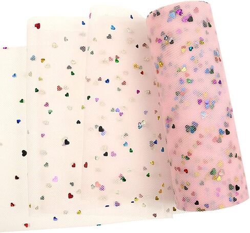 Laser Glitter Tulle Rolls 6 inch x 10 Yards (30 feet) Pink Color for Table Runner Chair Sash Bow Pet Tutu Skirt Sewing Crafting Fabric Wedding Unicorn Halloween Party Gift Ribbon (Pink) in Kuwait