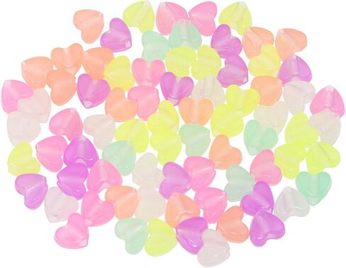 Tupalizy 100PCS Colored Acrylic Pony Beads Heart Pendant Glow in The Dark Bead for Friendship Bracelets Jewelry Making Necklaces Hair Braids Earring Keychains String Craft Projects Party Gifts,10mm in Kuwait